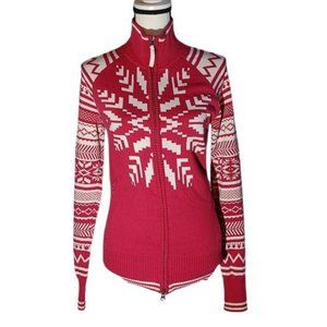 Athleta Snowflake Geometric Knit Sweater Zip-Up XS